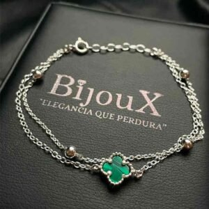 Pulsera en plata doble trébol