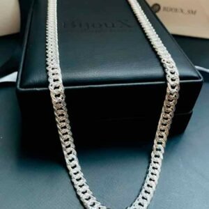 Cadena Plata Tejido Rombo Doble Diamantada