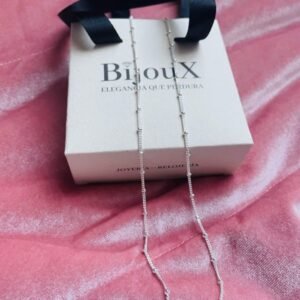 Cadena Plata Tejido Cadeneta con Esferas