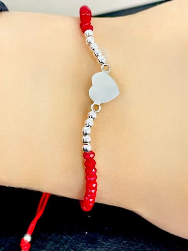 PULSERA EN PLATA CORAZON CON ROJO - Image 3