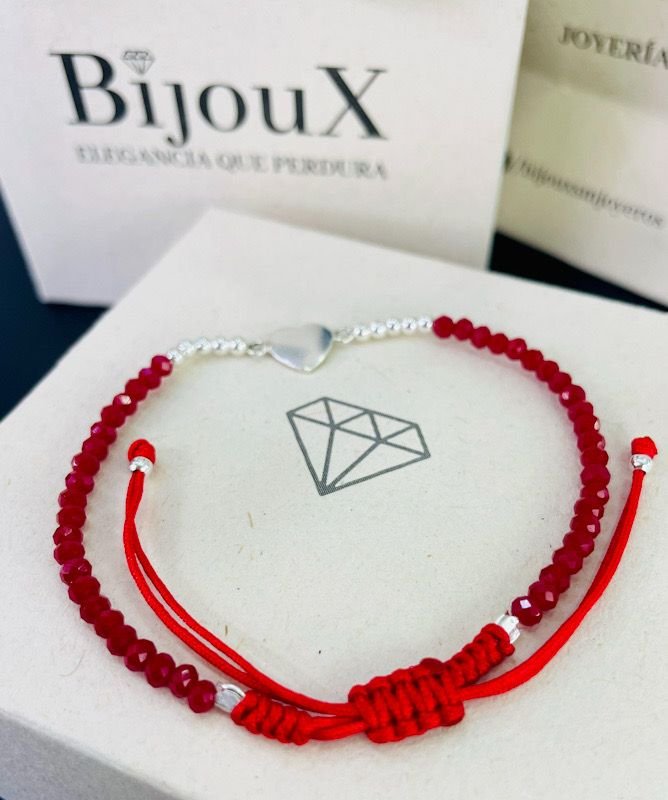 PULSERA EN PLATA CORAZON CON ROJO - Image 2