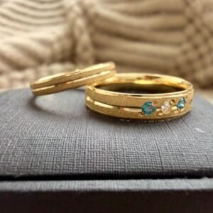 Argollas Oro 18K Diamantes Azules y Blancos