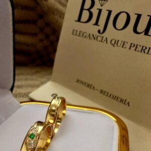 Argollas Oro 18K Diamantes y Esmeraldas