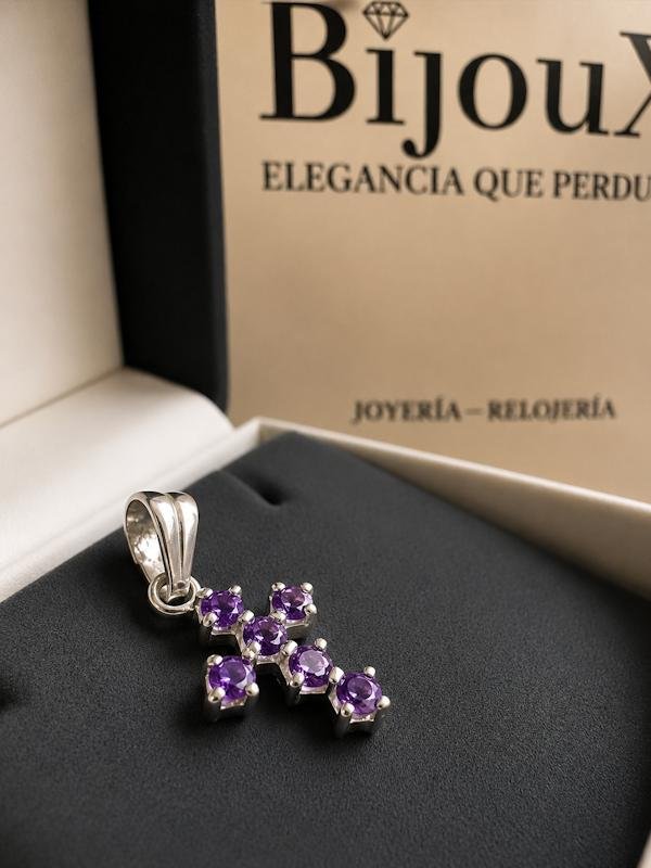Dije Cruz plata 925 Amatista