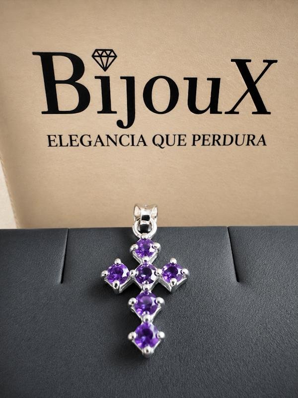 Dije Cruz plata 925 Amatista - Image 2