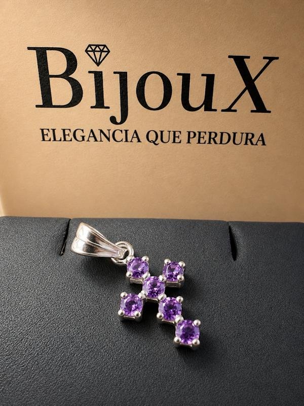 Dije Cruz plata 925 Amatista - Image 3