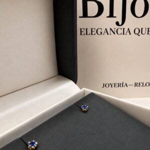 Topo oro 18k rosca diamante azul 2mm