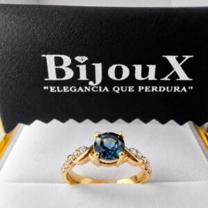 Anillo Oro 18K Diamantes y Topacio naturales