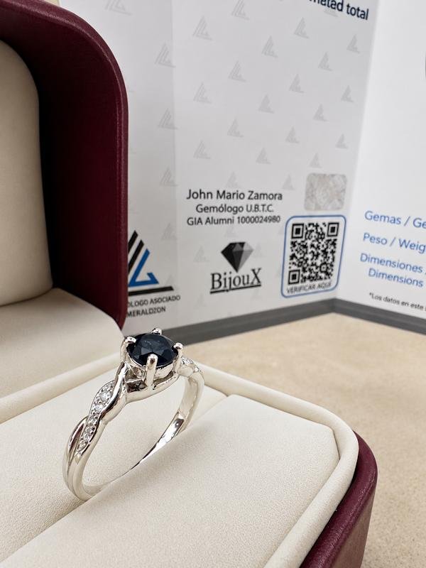Anillo Plata 925 Diamantes y Topacio naturales - Image 3