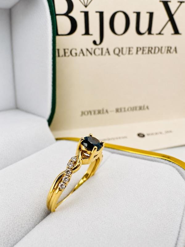 Anillo Oro 18K Diamantes y Topacio naturales - Image 2