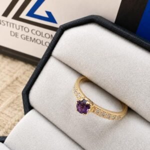 Anillo Oro 18K Diamantes y Amatista (Colección Sinfonía)