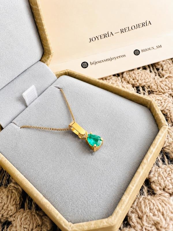 Dije Oro 18K Esmeralda Lagrima - Image 2