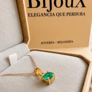 Dije Oro 18K Esmeralda Redonda