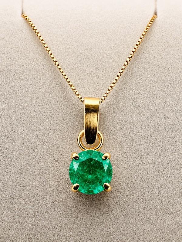Dije Oro 18K Esmeralda Redonda - Image 2