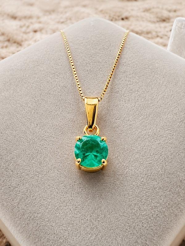 Dije Oro 18K Esmeralda Redonda - Image 3