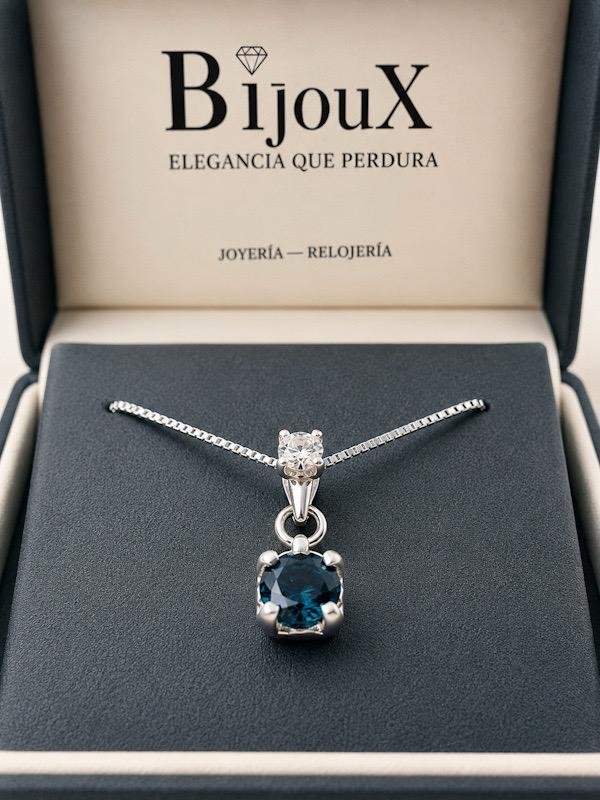 Dije plata Diamante y Topacio London Blue - Image 5